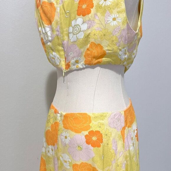 Charlie Holiday Clemence Cutout Floral Dress 4 Boho Retro Beachy Cottagecore Ret - Picture 8 of 13
